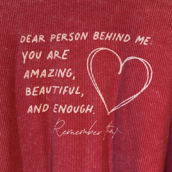 🌹OAT COLLECTIVE "YOU MATTER" RIBBED WASHED CRANBERRY SWEATSHIRT - Picture 5 of 6